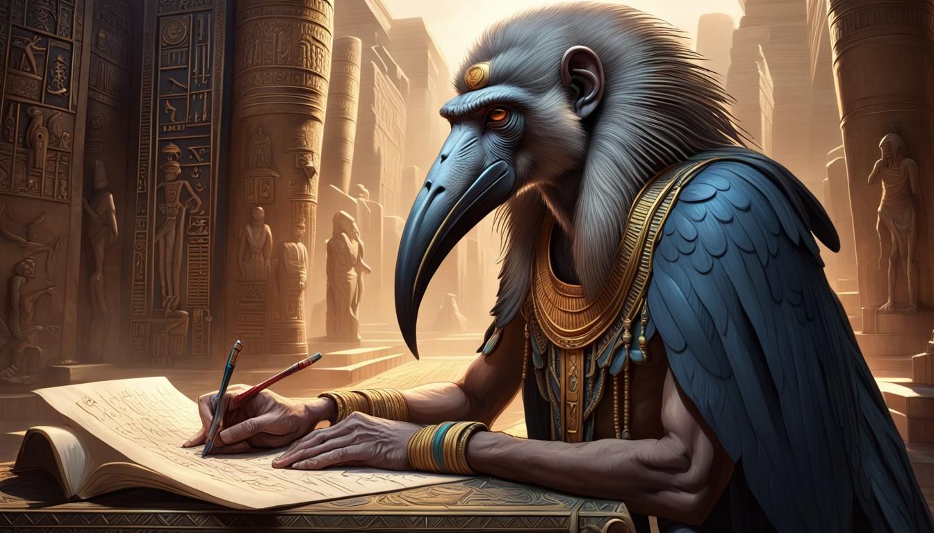 Thoth, God of Wisdom: Dark Fantasy Concept Art