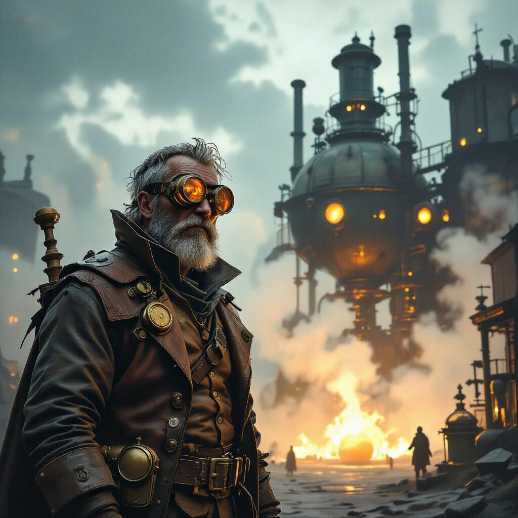 Alchemist in Mist-Shrouded Laboratory: Dark Fantasy Scene