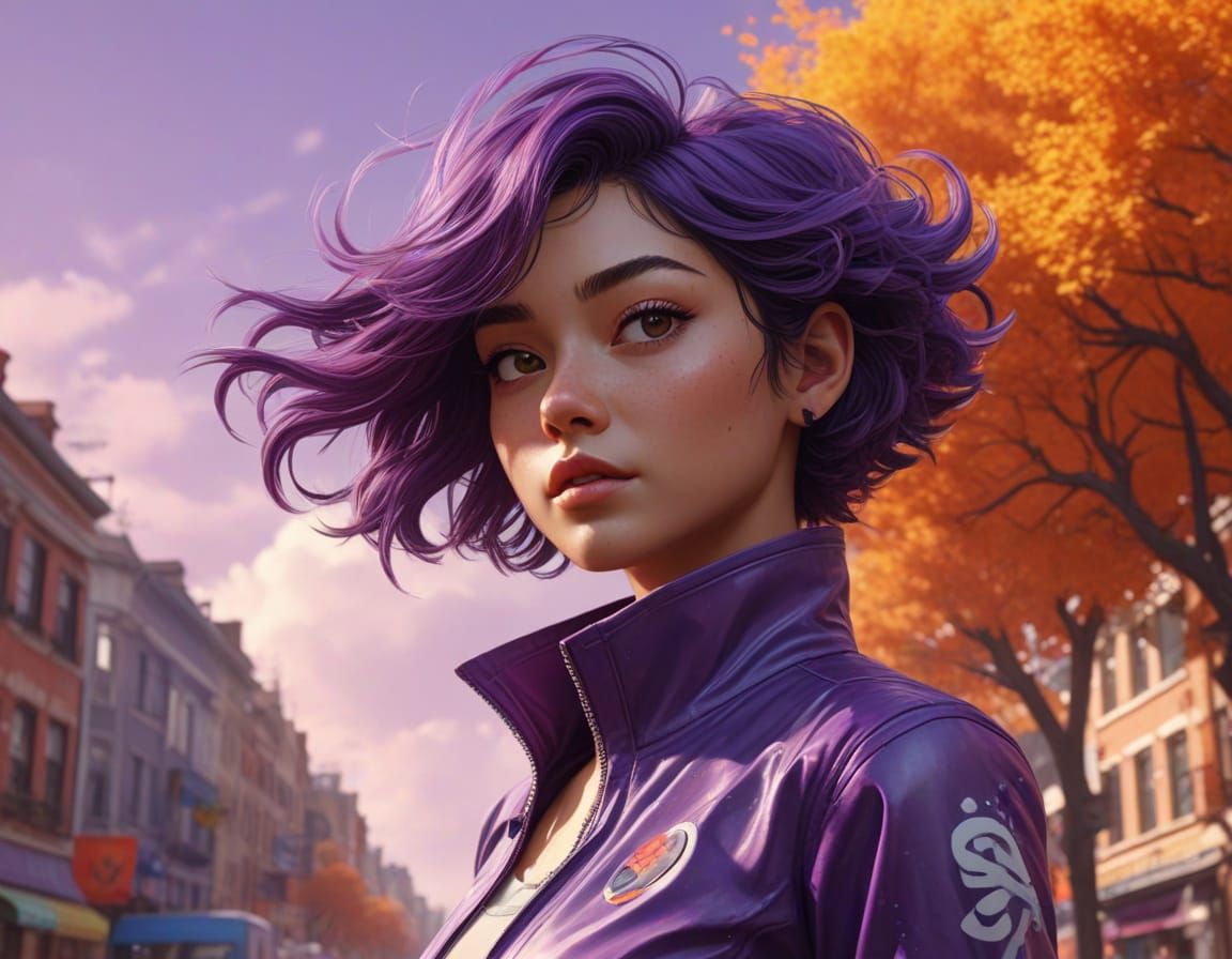 Surreal Purple and Orange Landscape in Digital Art Style