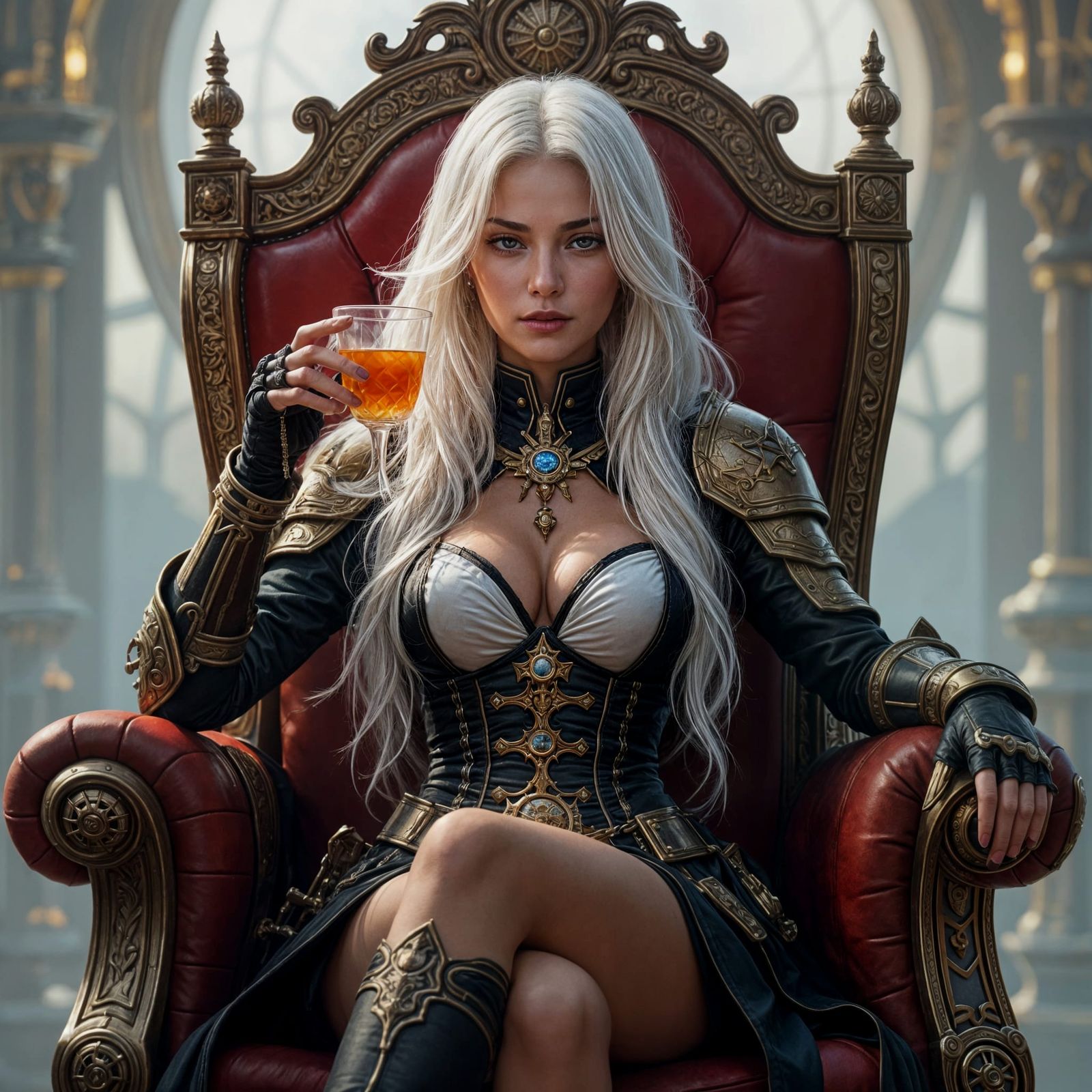 Space Pirate Captain on Throne in Rococowave Style