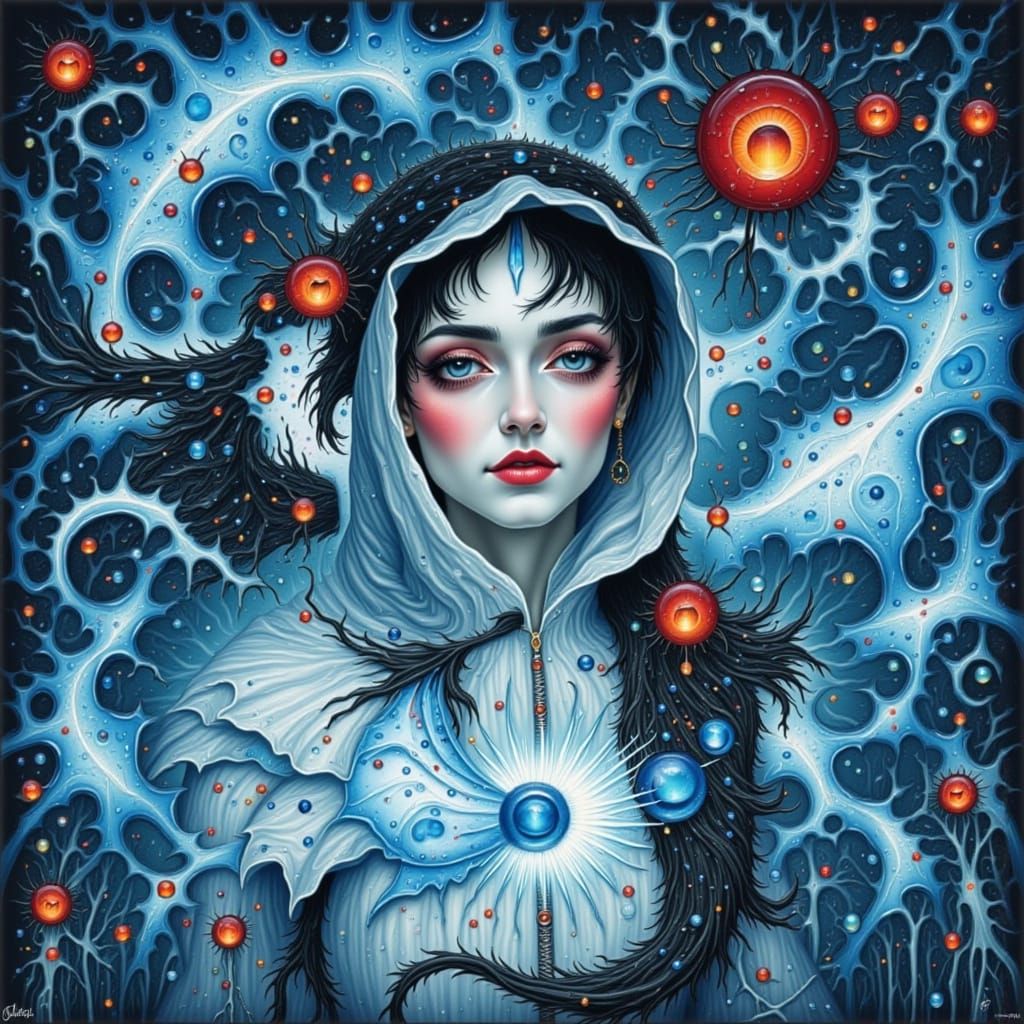 Ethereal Figure with Intricate Stylized Wings