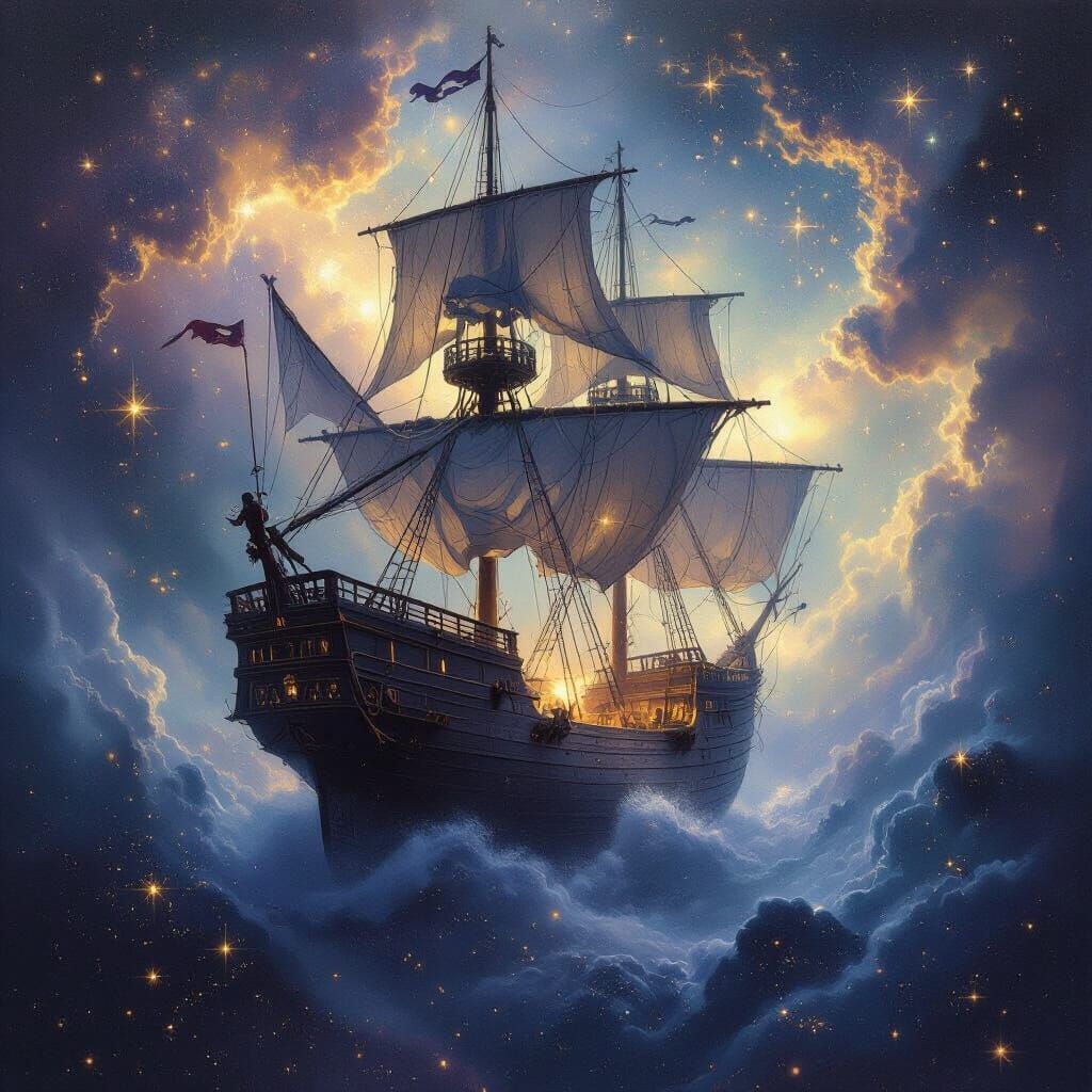 Ghostly Galleon Sails Through Cosmic Nebula