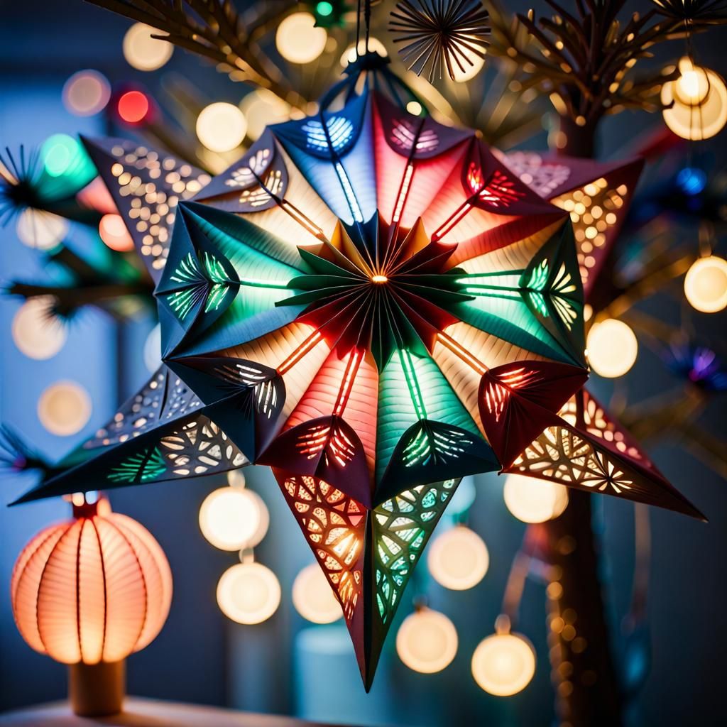 Intricate Origami Sculpture on Christmas Tree