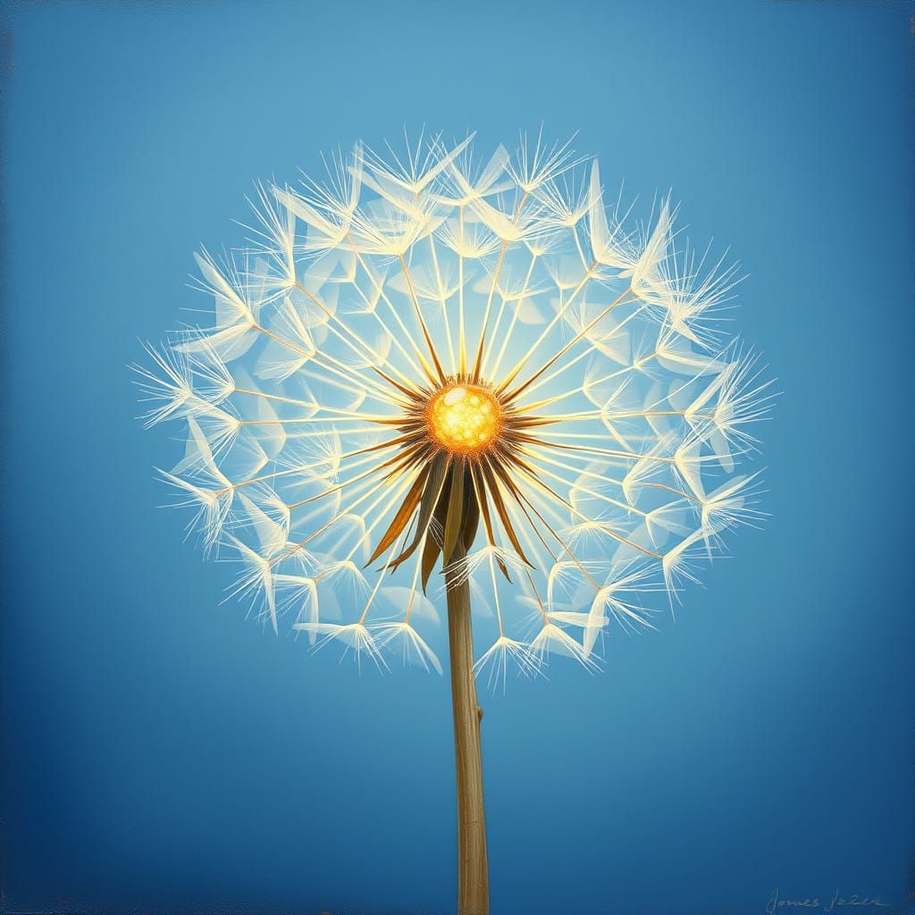 Surreal Dandelion Radiates Ethereal Glow