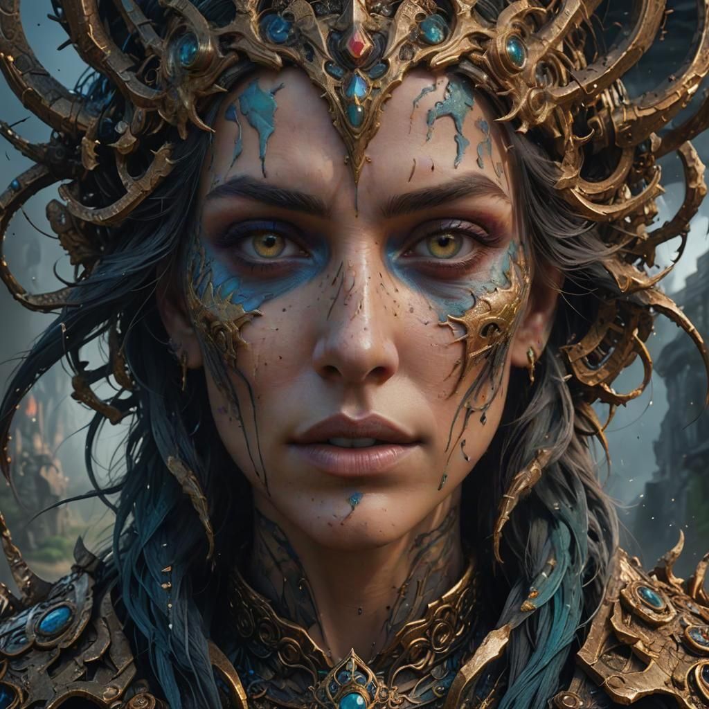 Detailed Fantasy Face in Deep Color