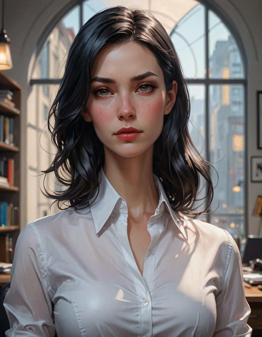 Hyper Detailed Portrait of a Glamorous Office Lady