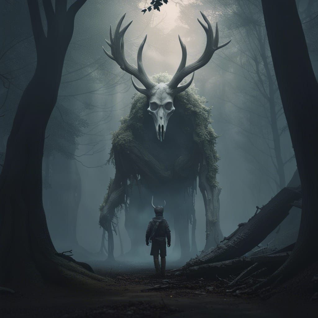 Eerie Forest Monster in Dark Fantasy Style