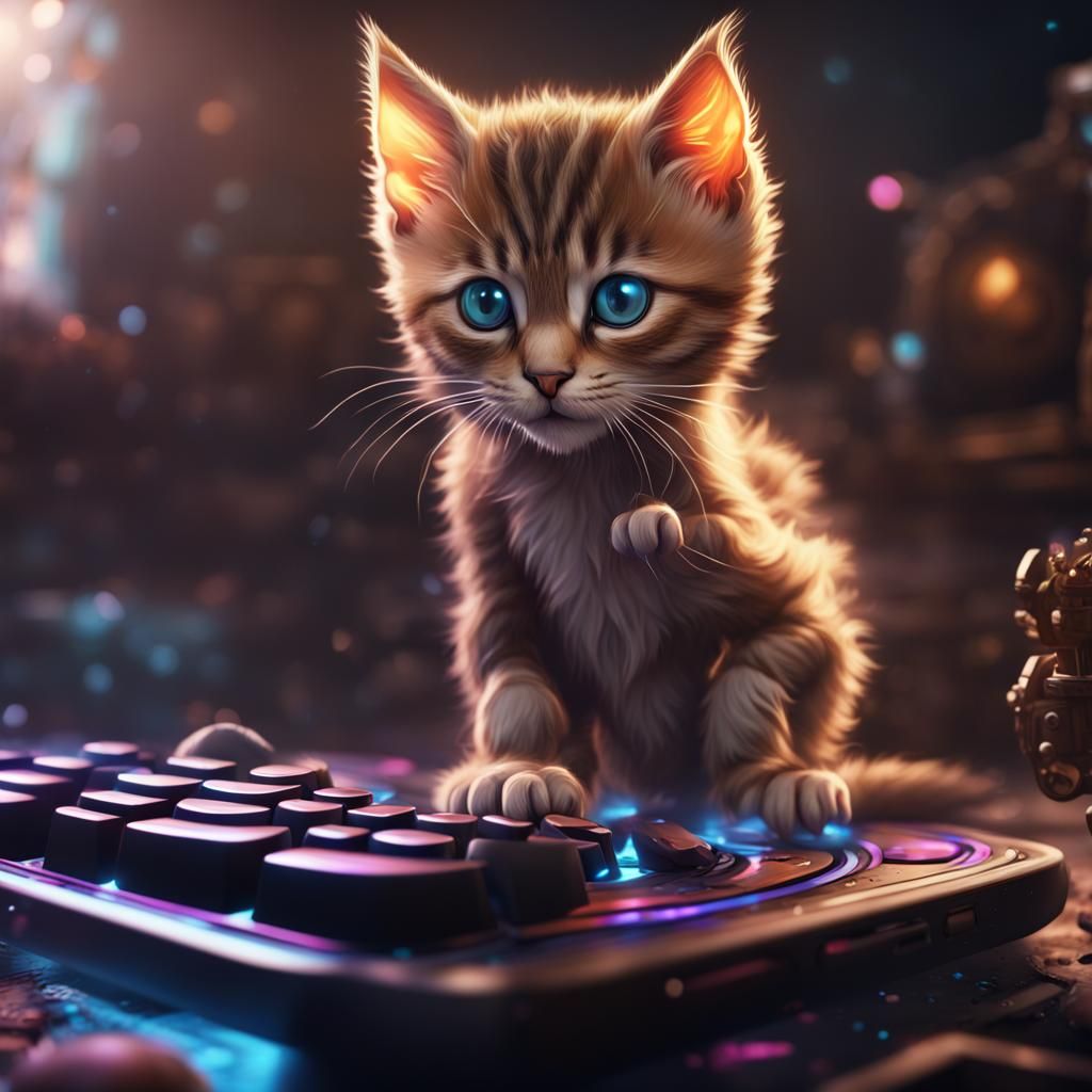 Kitten's Digital Art Gaming Keyboard Adventure