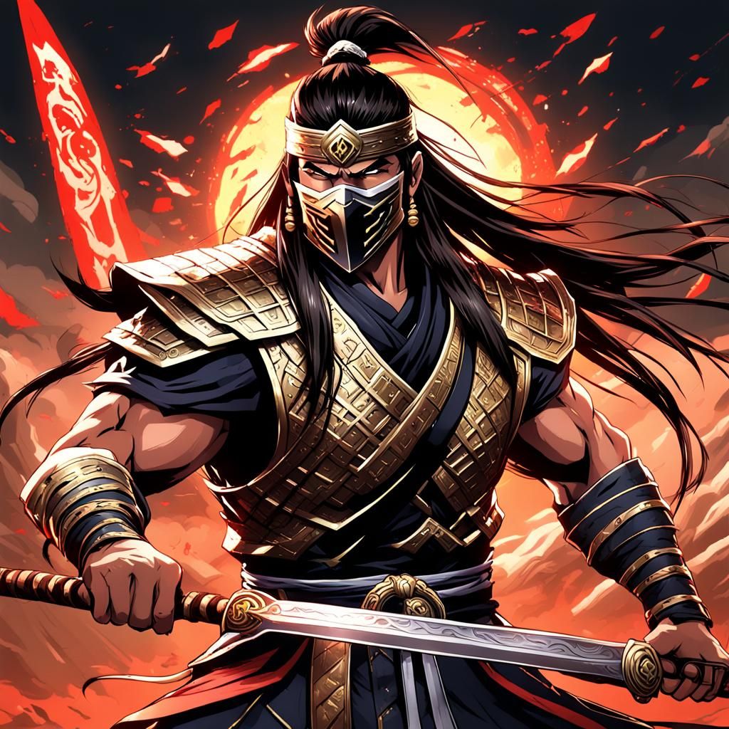 Anime Warrior with Spear in Cel-Shaded Style