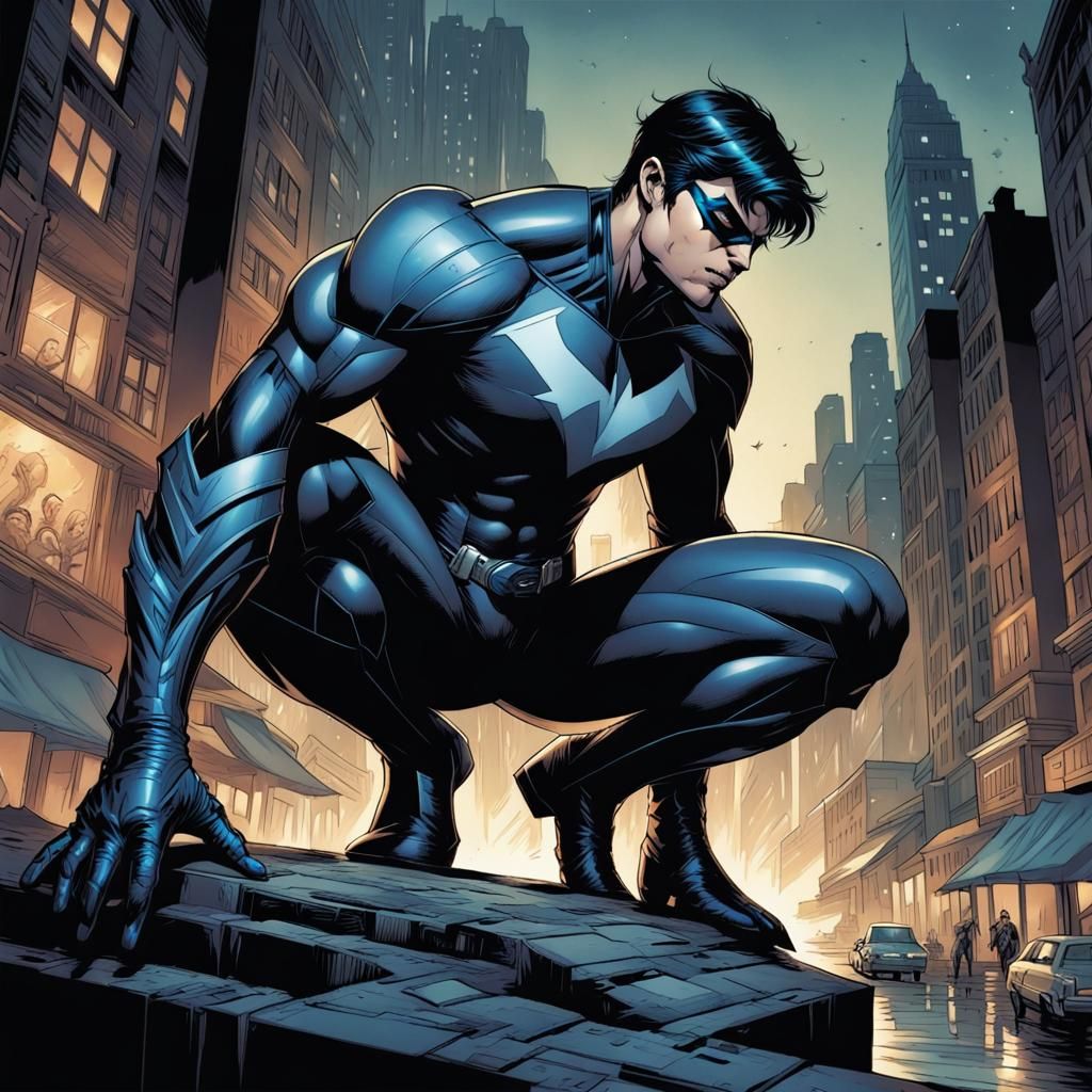 Nightwing Comic Book Art by Brooks and Mumford