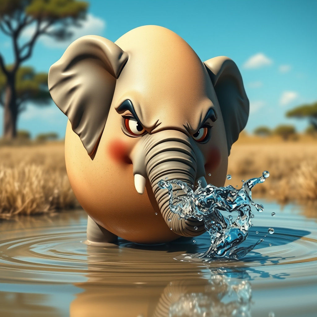 Angry Elephant Egg in Safari