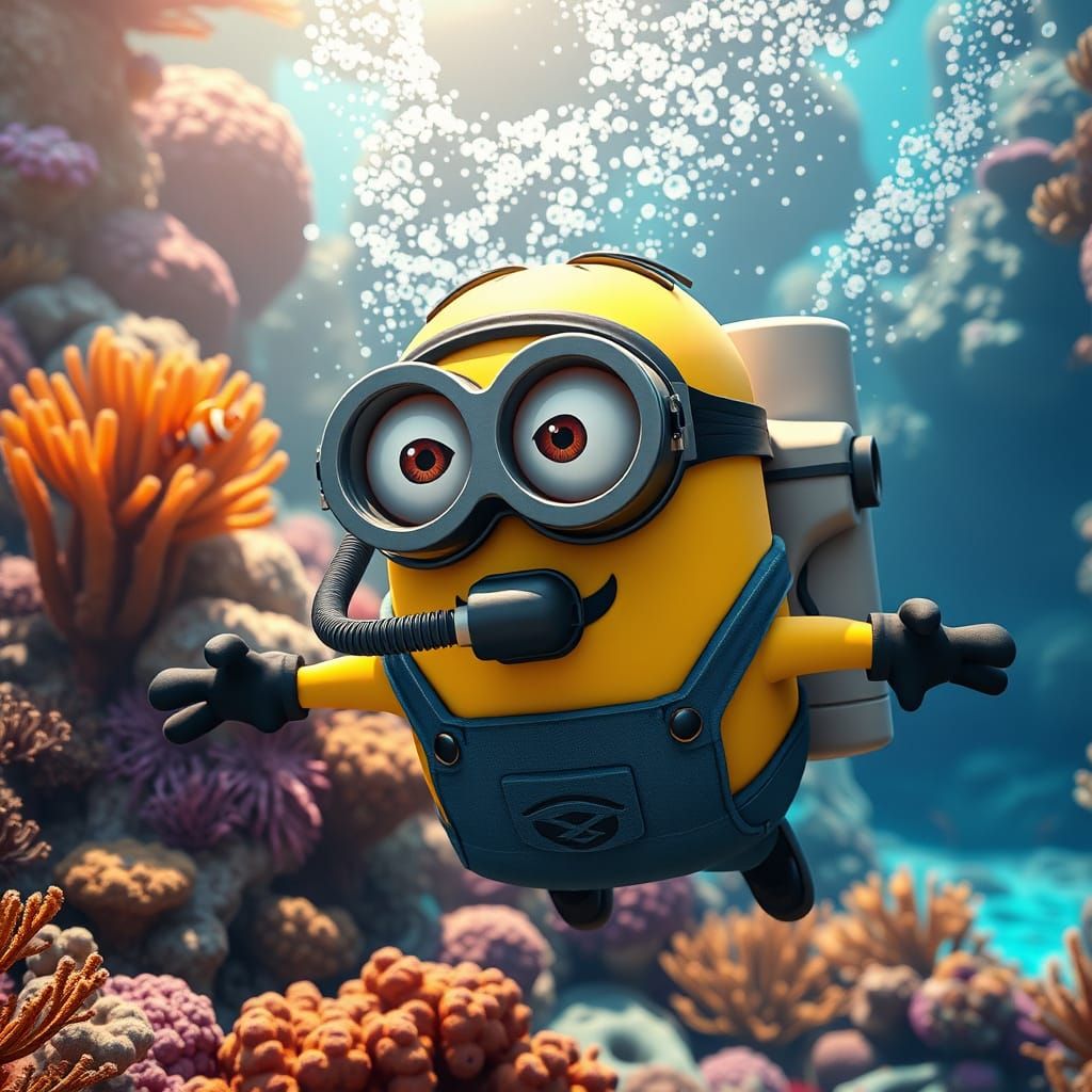 Minion Dives into the Vibrant Great Barrier Reef in Stunning...