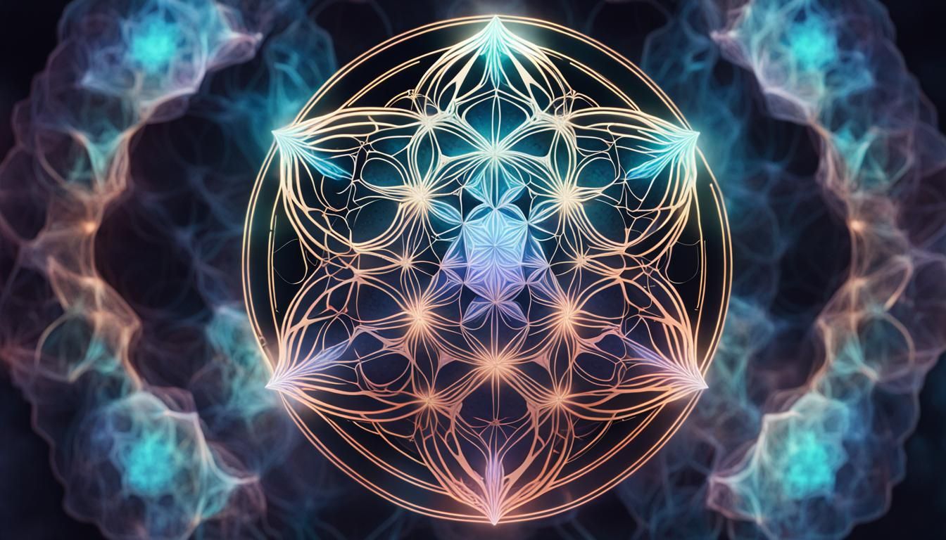 Bioluminescent Interdimensional Ghost in Mandala Flower