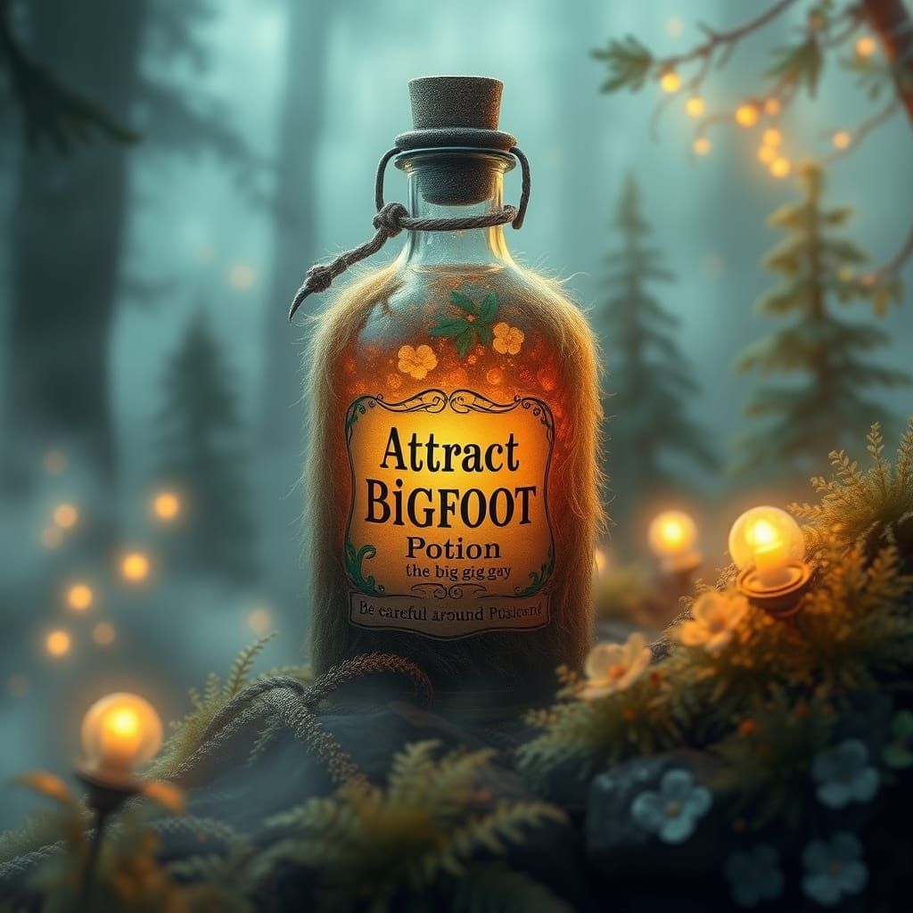 Mystical Bigfoot Attraction Potion in a Furry, Moss-Covered ...