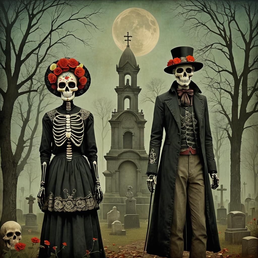 Day of the Dead Calaveras in Cemetery