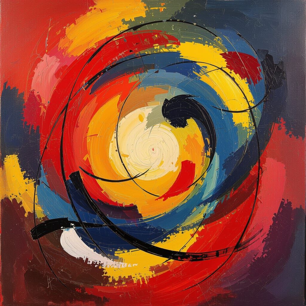Vibrant Abstract Expressionist Painting with Fiery Colors