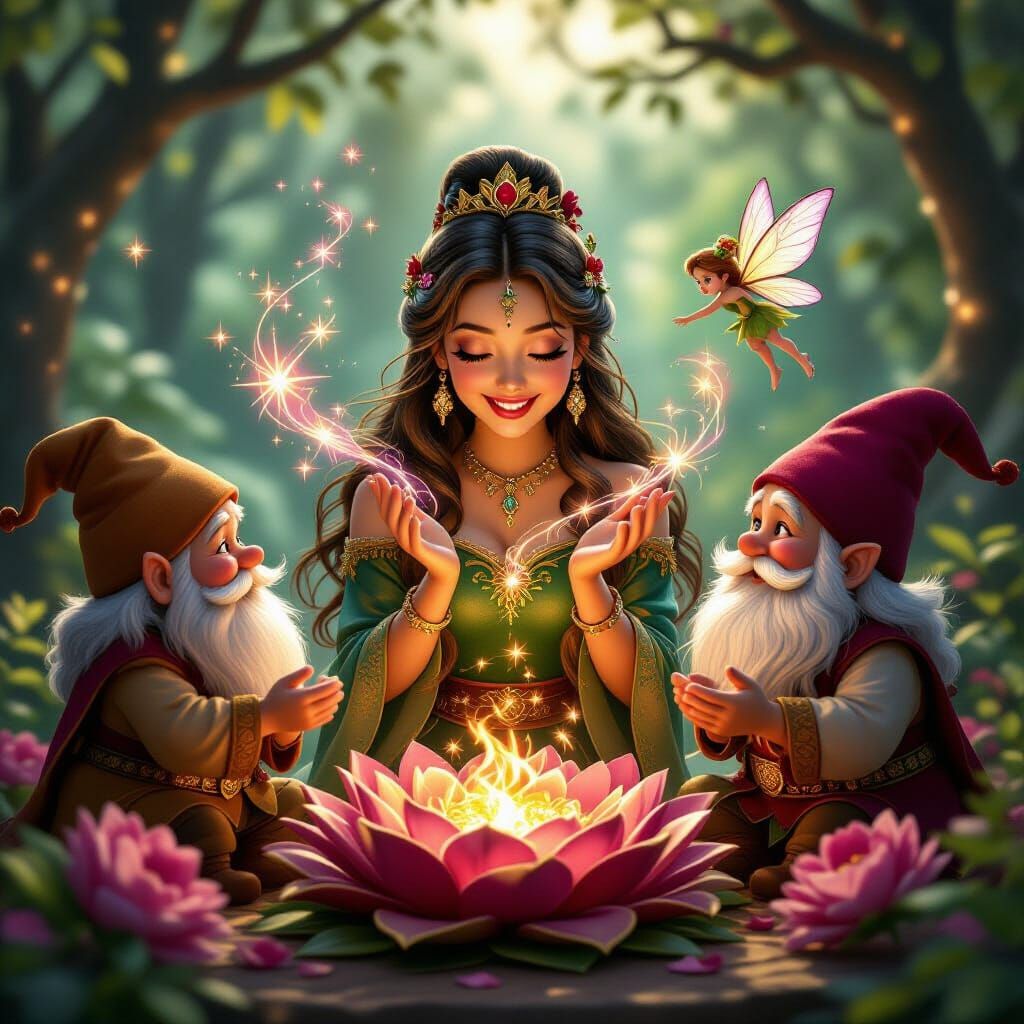 Princess Learns Magic From Dwarves and Fairy