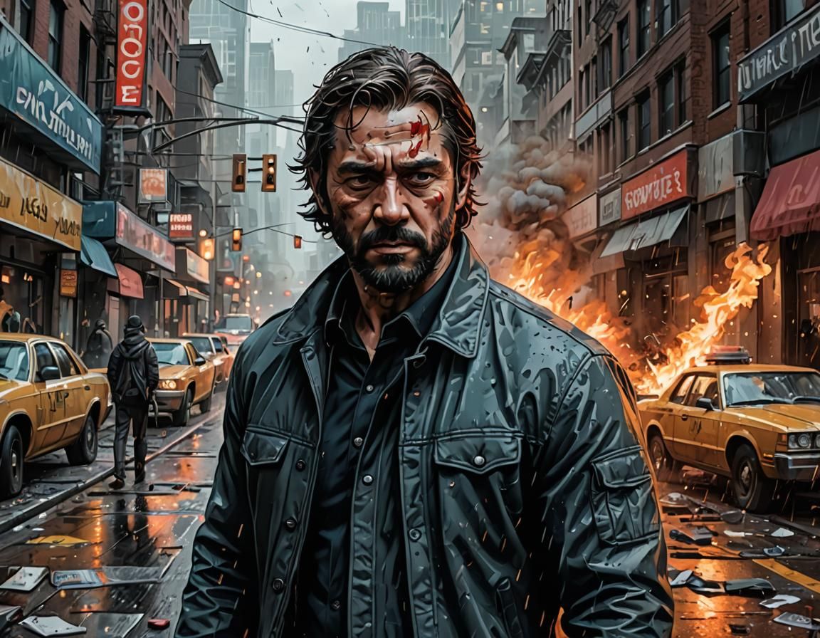 Vibrant Crime Thriller Art in Acrylic and Oil