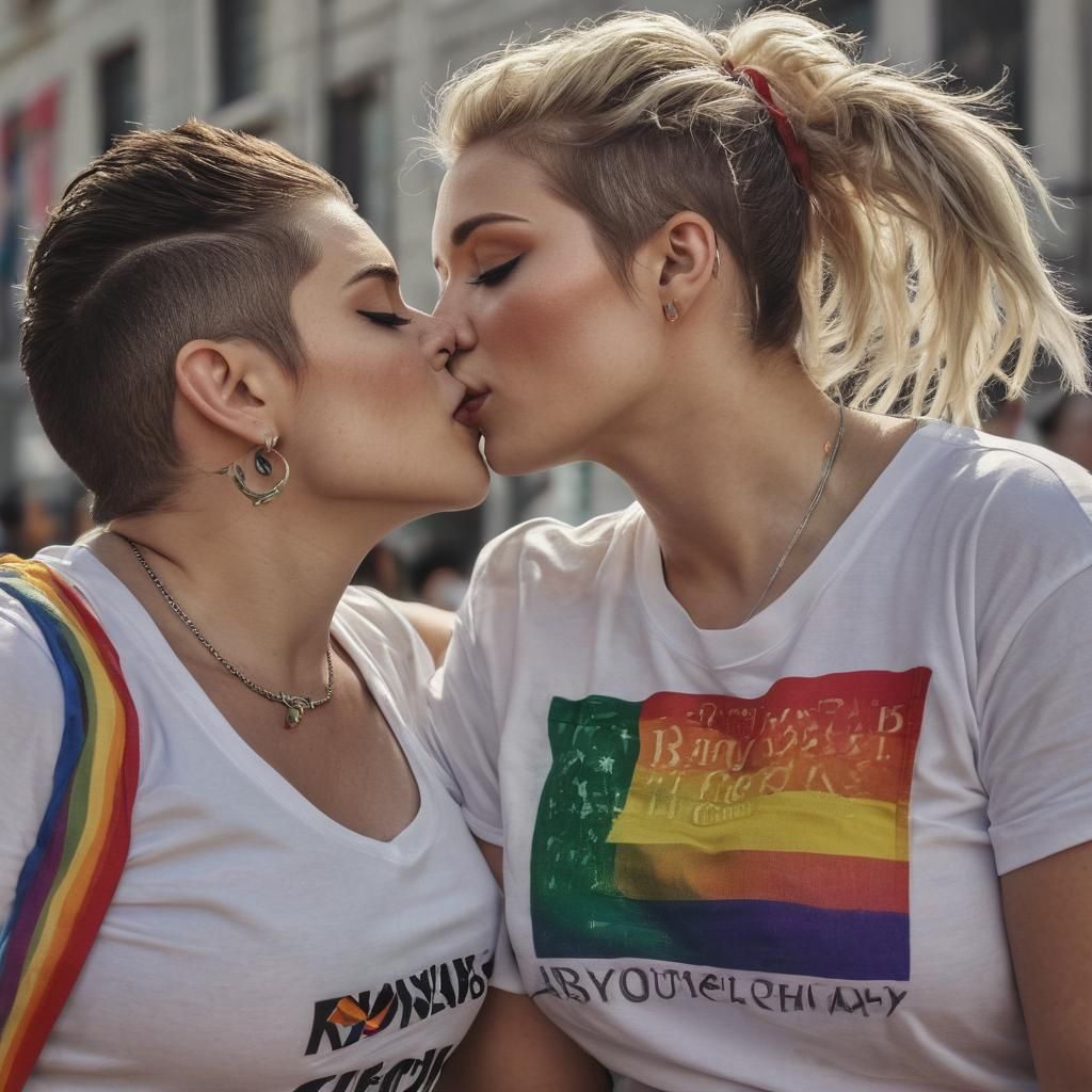 Pride Kiss: Two Women Embrace Love