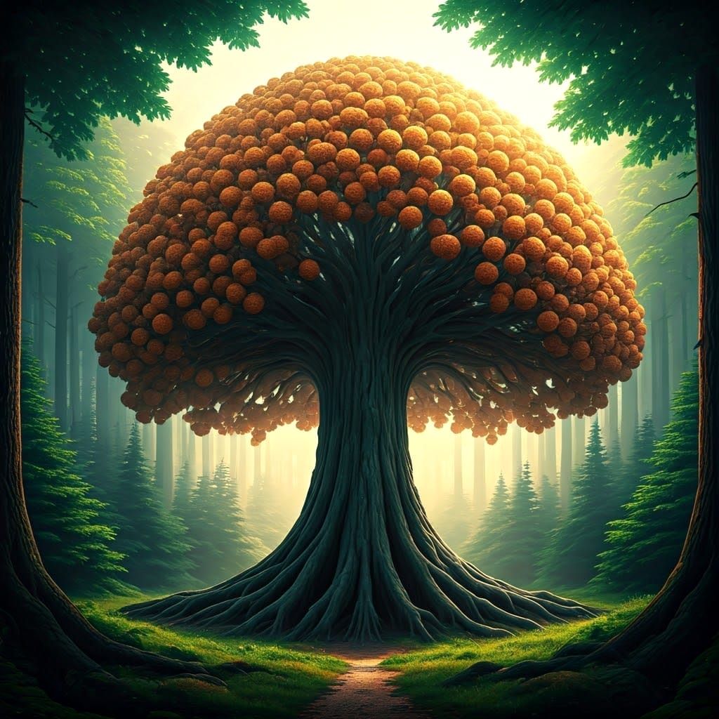 Cyberpunk Meatball Tree Basks in Radiant Sunlight