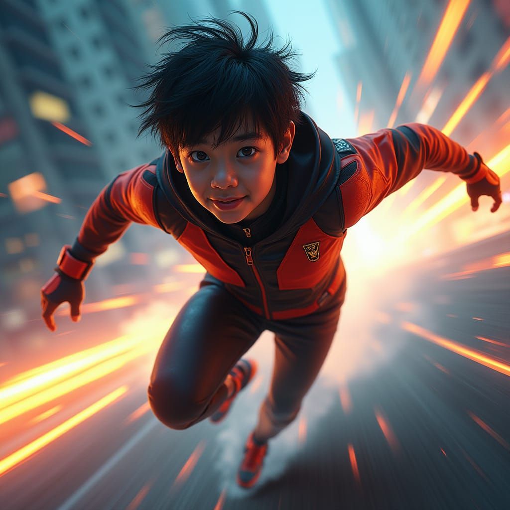 Speedster Superhero Movie Poster in Photorealistic Style