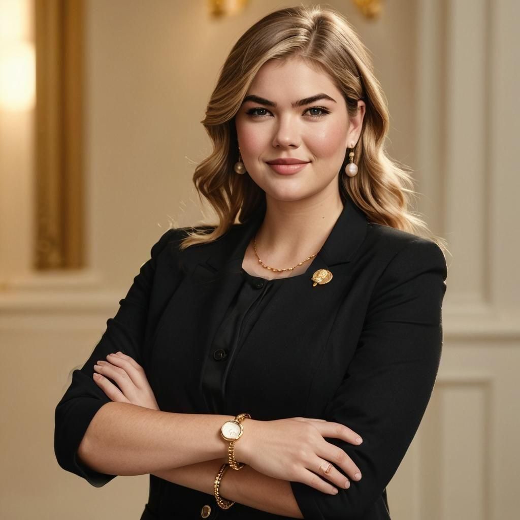 Confident Woman in Black Blazer with Gold Jewelry