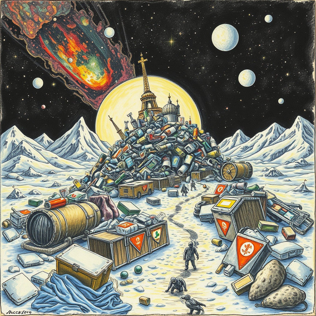 Apocalyptic Tundra in Surrealist Impasto Polaroid Art