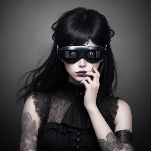 Goth Model in VR: Grainy Black and White Portrait