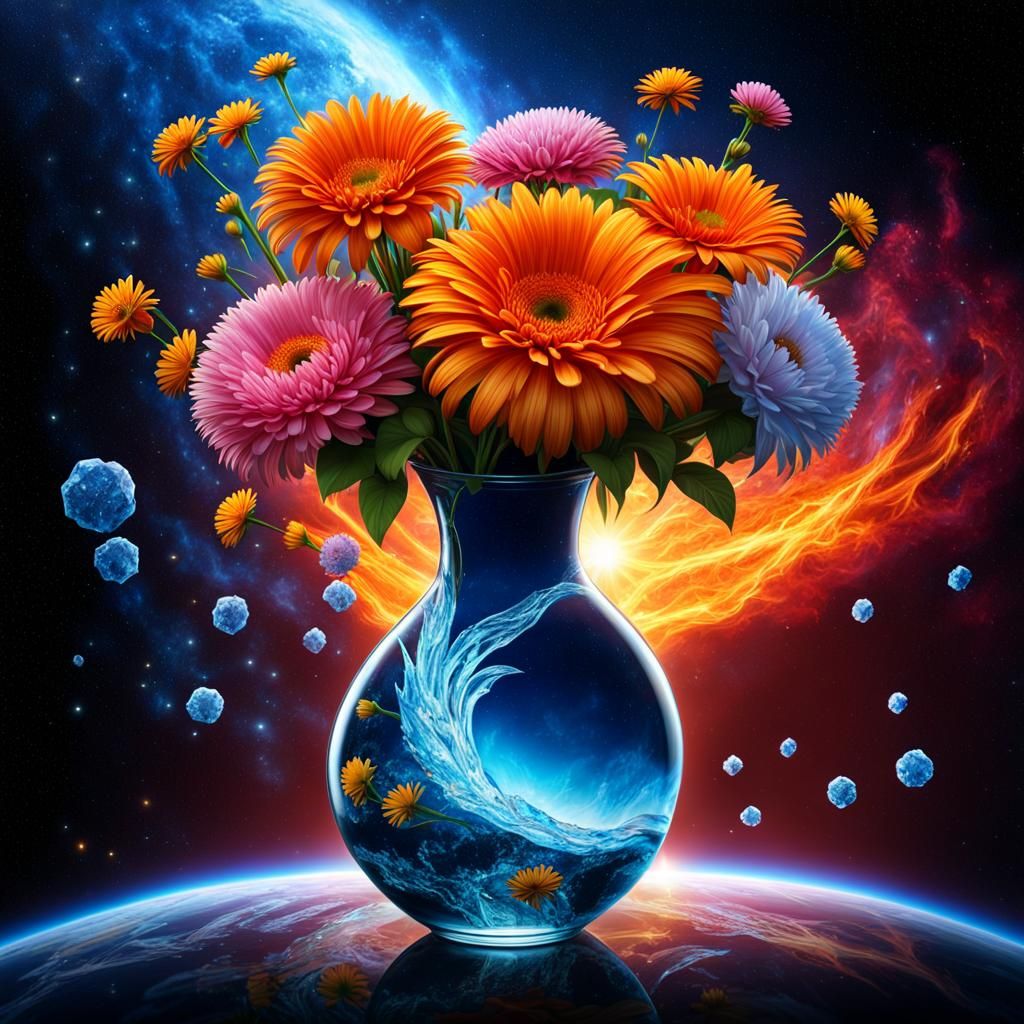 Fantasy Sci-Fi Vase Plummets Through Space