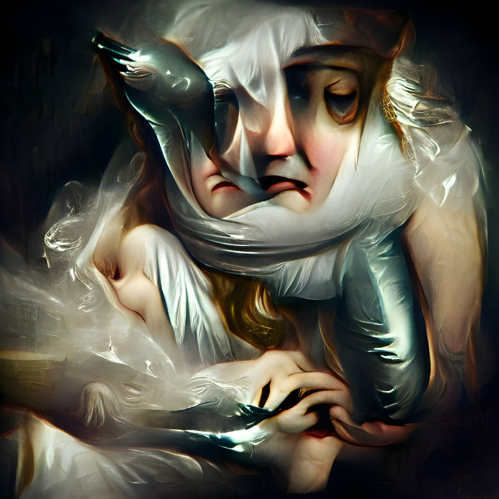 Weeping Woman with Dagger in Romantic Style