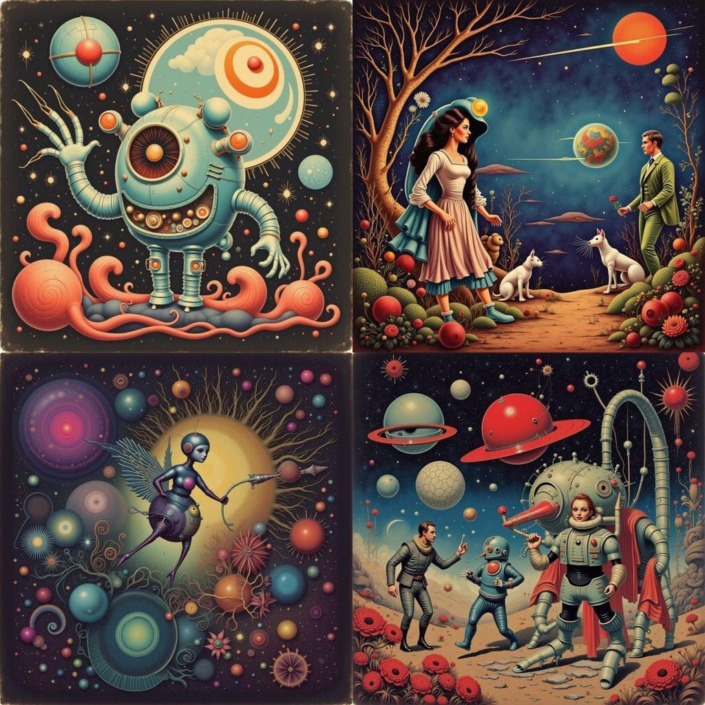 Mid Century Retro Futuristic Sci-Fi Robots