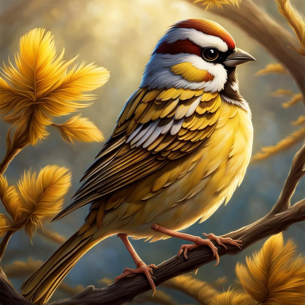 Chibi Sparrow with Flavescent Yellow Feathers