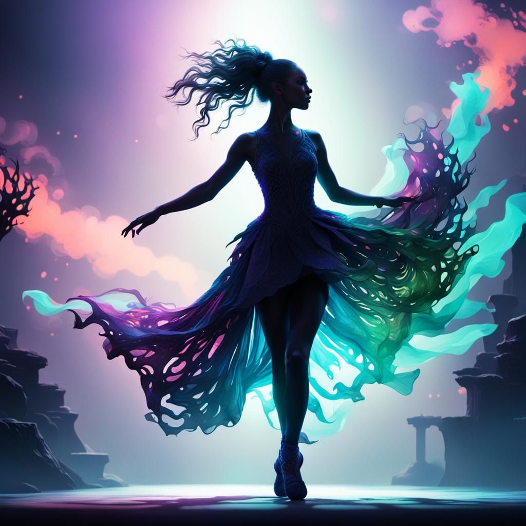 Fluorescent Dancer Silhouette: Fantasy Concept Art