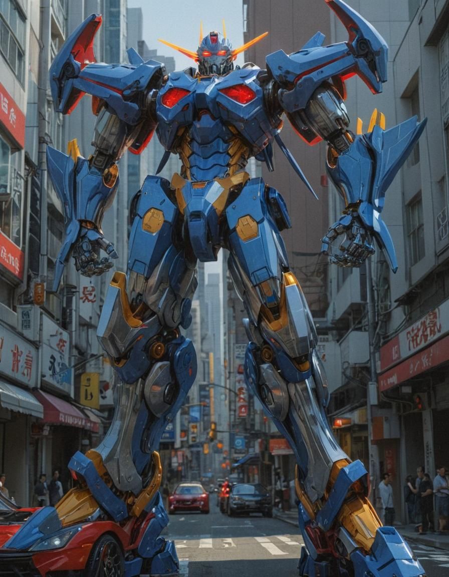 Anime Super Robot in Shinjuku: Vivid Digital Art
