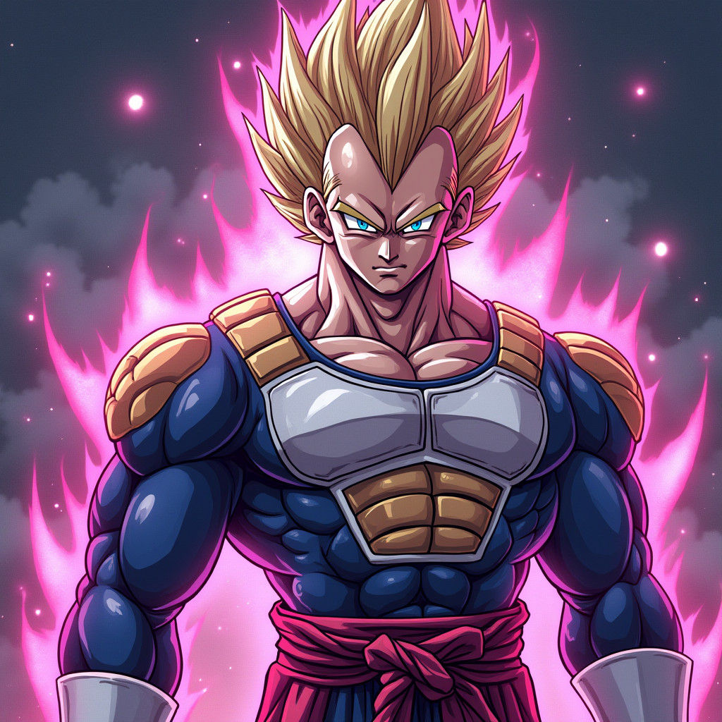Majin Vegeta Veins Anime Cel-Shaded Style