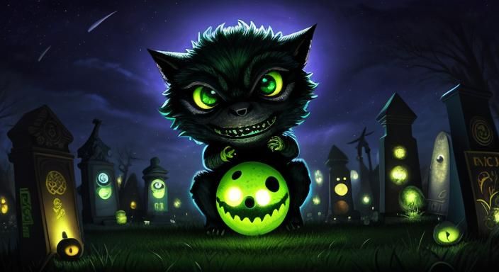 Psychedelic Chibi Werewolf with Glowing Orb in 3D