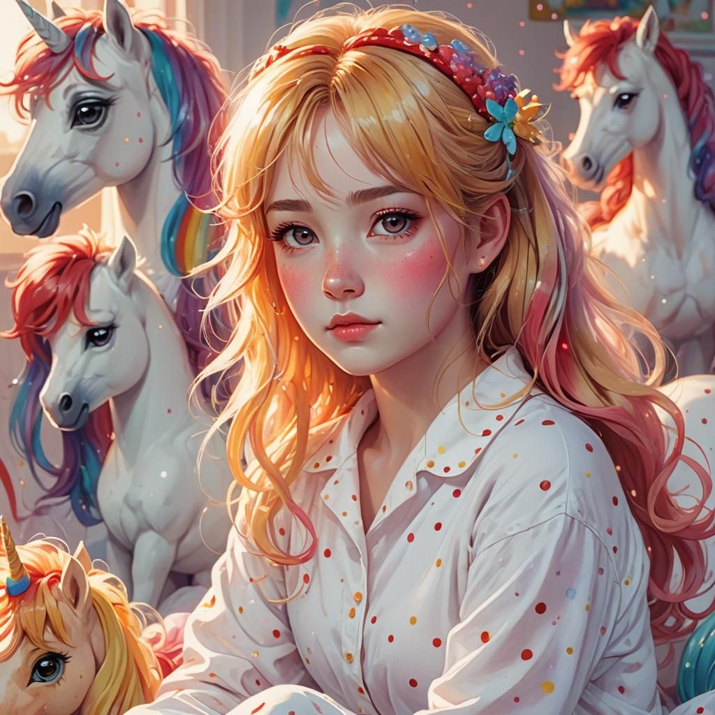 Girl with My Little Ponies in Anime Style