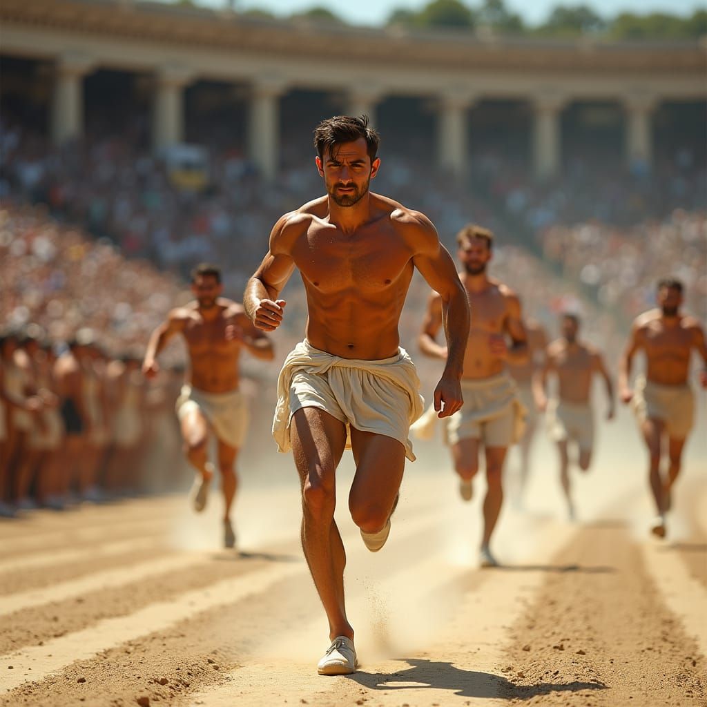 Greek Athlete Wins Race in Art Deco Style