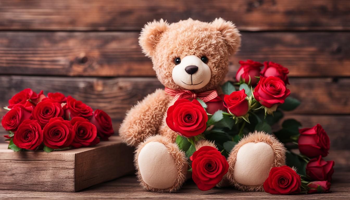 Teddy Bear with Roses: A Valentine's Romance
