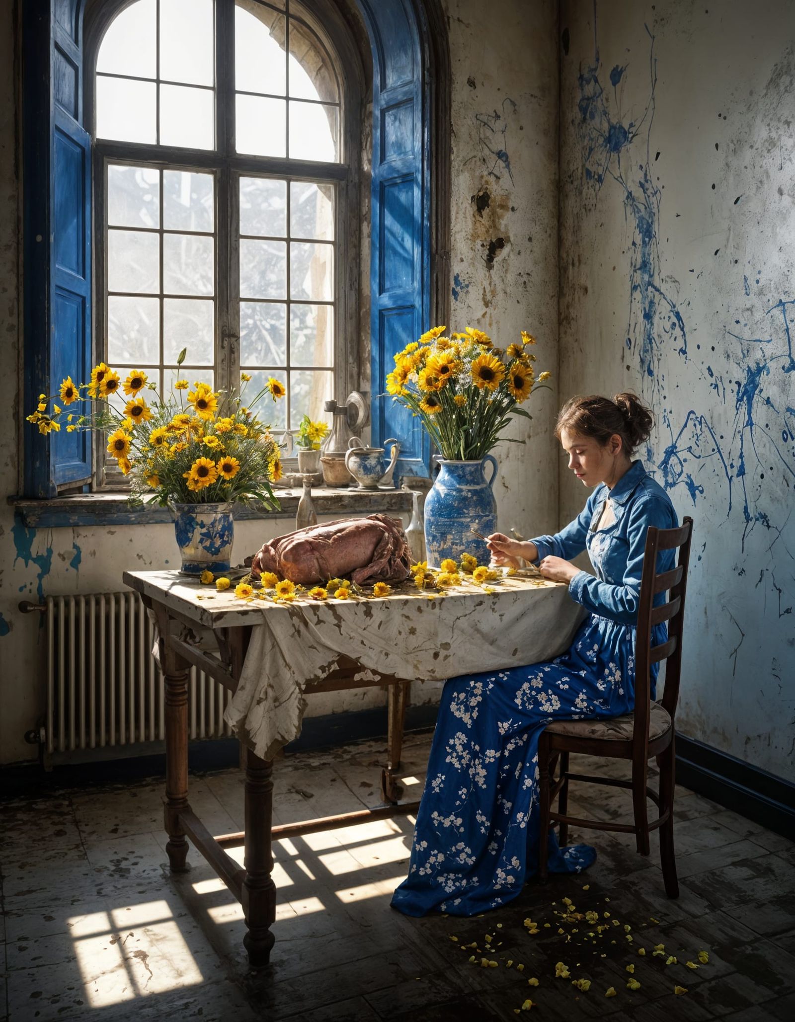 Dry Flowers Still Life in Hyperreal Style