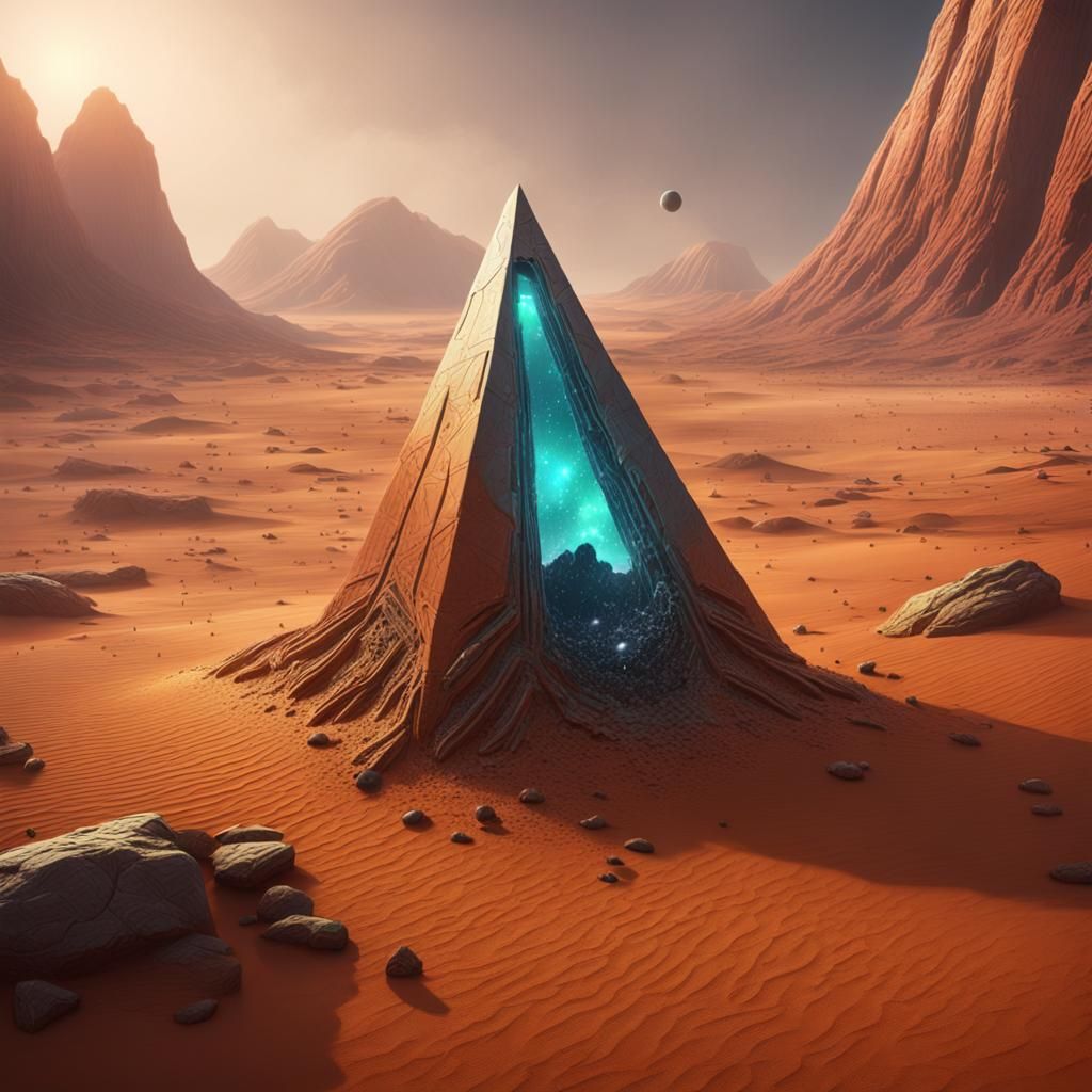 Alien Monolith Discovery on Mars in Hyperrealistic Style
