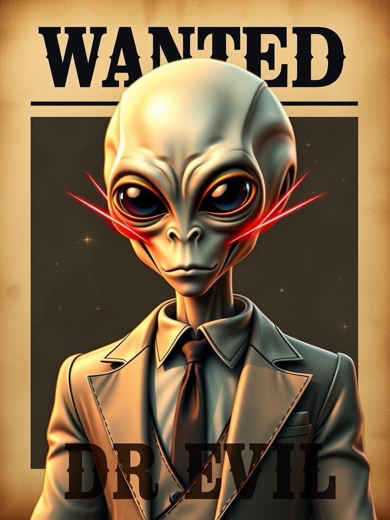 Futuristic Space Alien 'Wanted' Poster