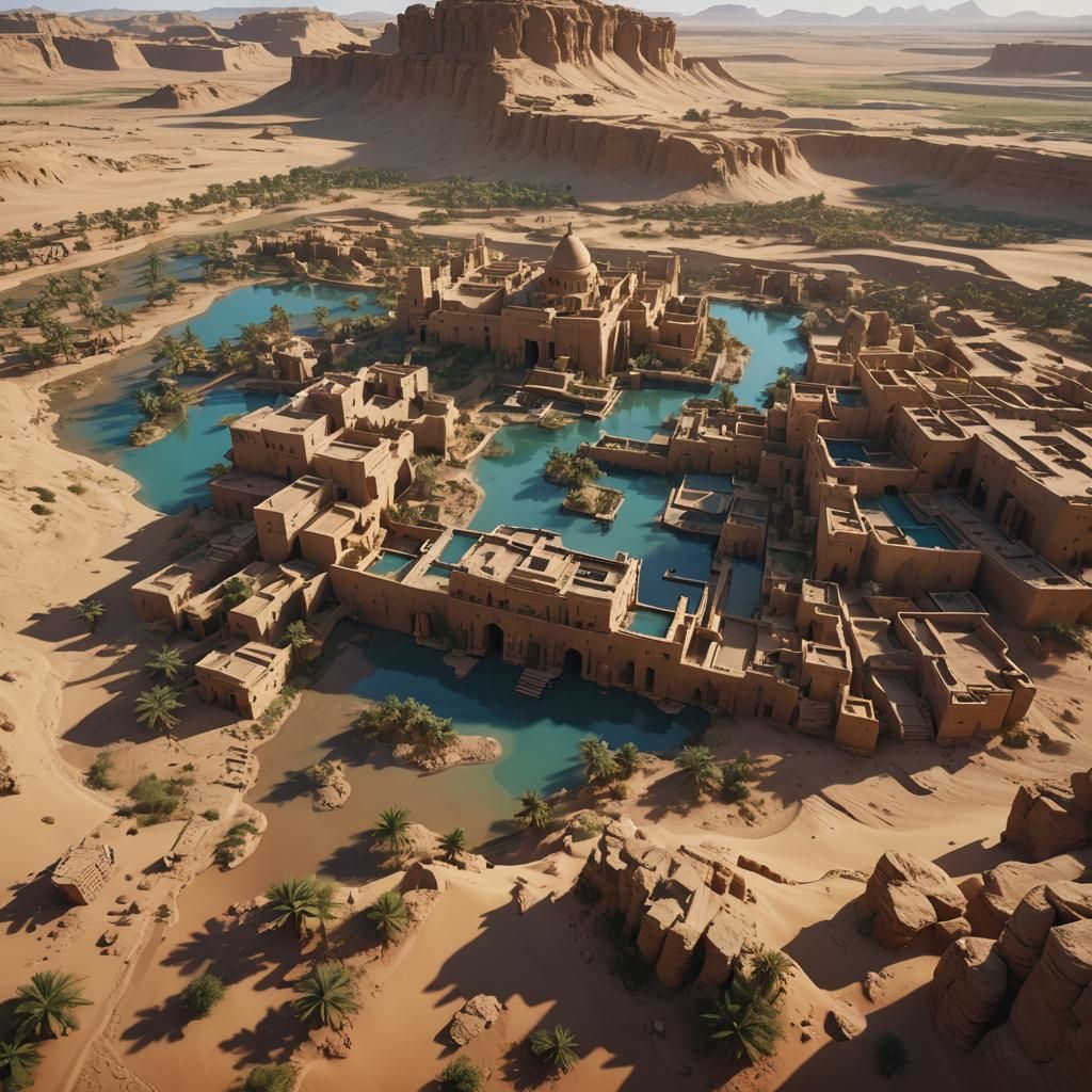 Siwa Oasis: Cinematic Film Still in Detailed Matte Painting