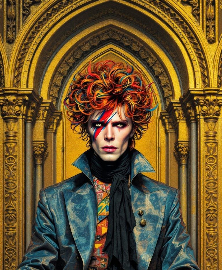David Bowie Portrait in Art Nouveau Gothic Style