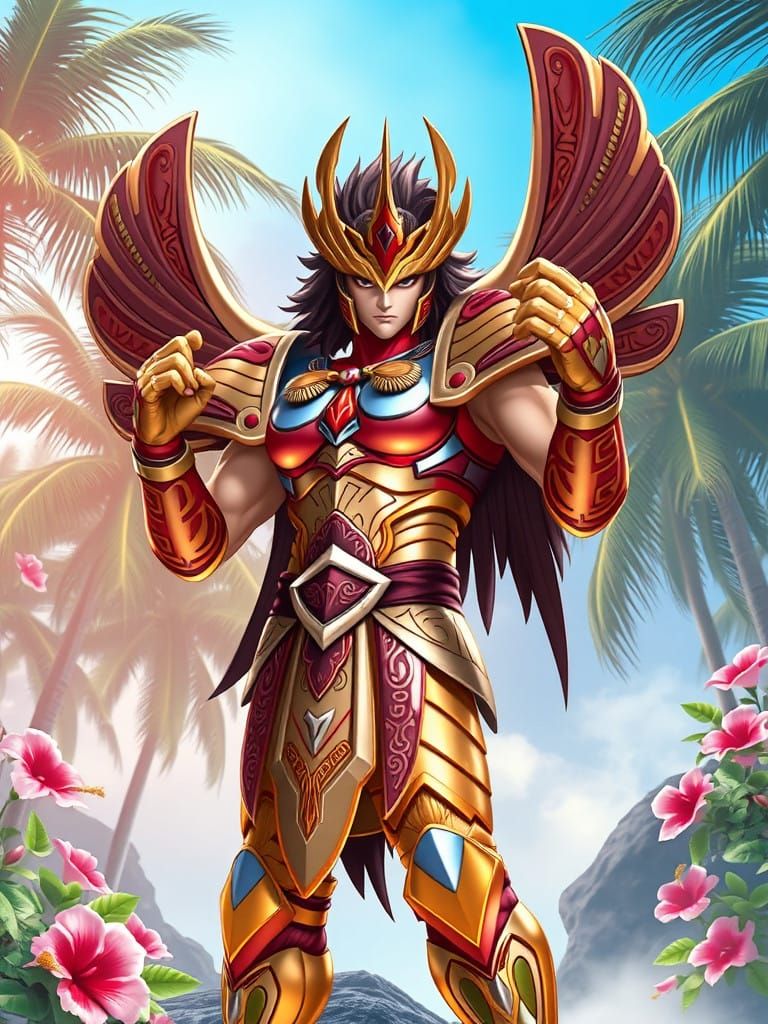Saint Seiya Warrior Embodies Tiki Spirit in Stunning Hawaiia...