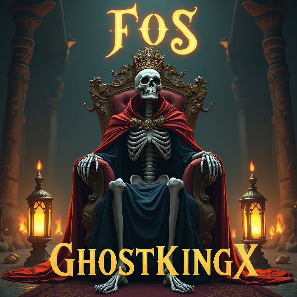 Animated Skeleton King on Throne in Dark Fantasy Style