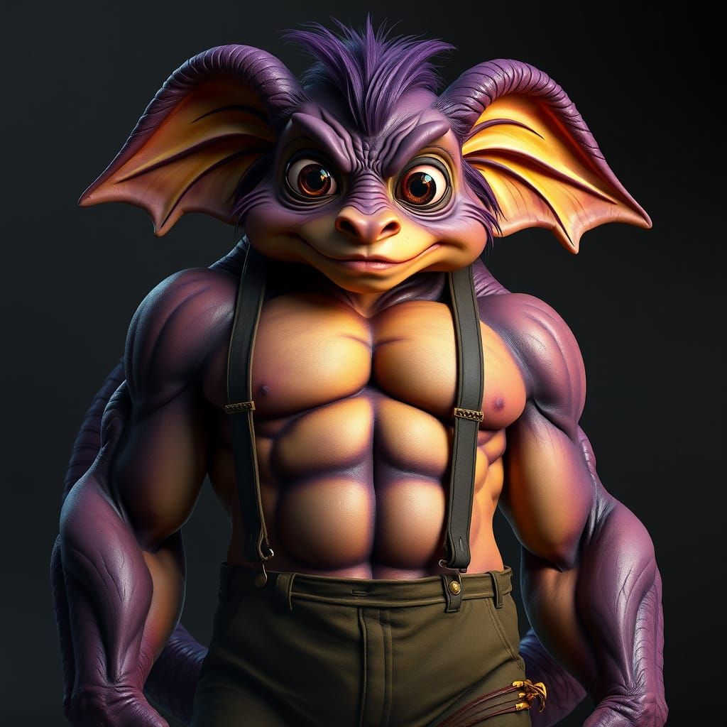 Dark Fantasy Creature with Long Tail and Expressive Eyes