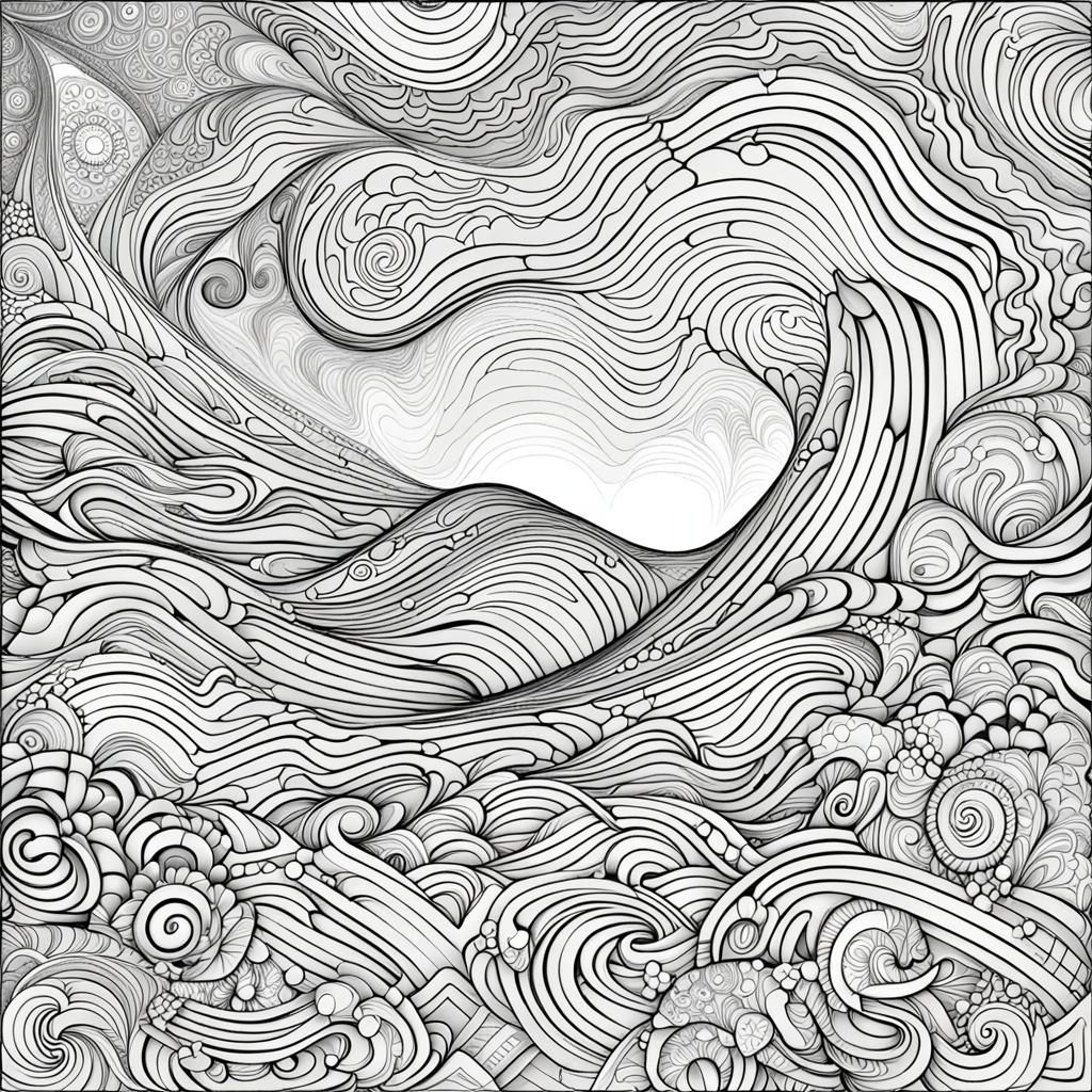 Coloring Page with Abstract Vector Fractal Design