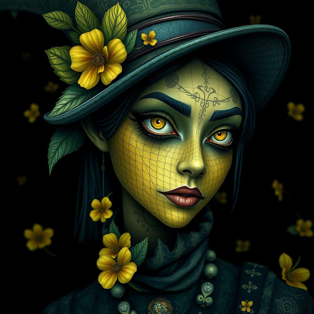 Surreal Leprechaun Woman in Whimsical Fantasy Portrait