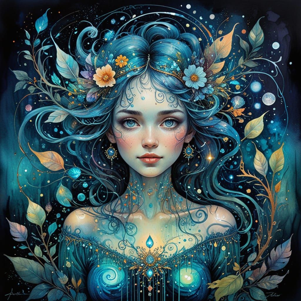 Whimsical Fairy Night Market in Opalescent Watercolor